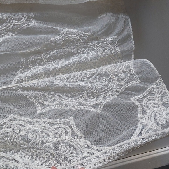 Floral Crochet Open Front Ivroy Kimono Knee Length M/L Bohemian Festival Indie - Picture 4 of 7